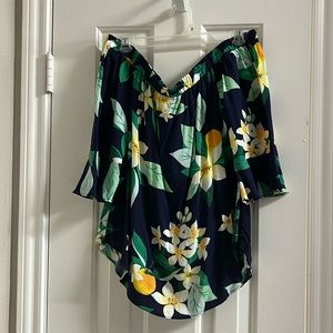 Off the shoulder blouse.  Med.  floral